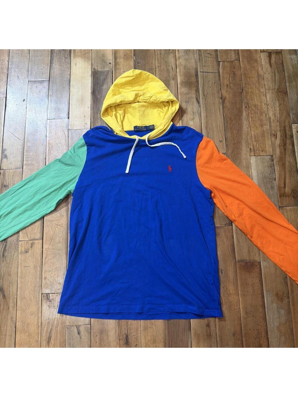 Polo Ralph Lauren colorblock hooded tee — size L